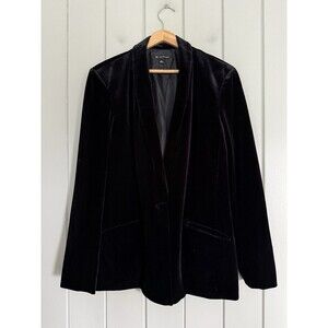 Women's INC International Concepts Blazer XL Black Velvet Lined Jacket Holiday